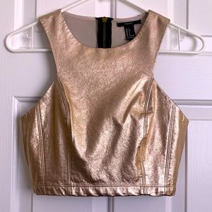 Forever 21 Rose Gold Metallic Crop Top